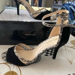 Nine West snake skin/black heels
